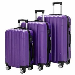 SSLine 3-in-1 Multifunctional Suitcase Luggage Set Large Capacity Traveling Storage ABS Expandable Spinner Hardside Suitcase Lightweight 4 Wheel Portable Travel Bag 20" / 24" / 28" Purple