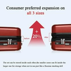 3 Piece Hardshell Luggage Set, Expandable Lightweight Suitcase Sets With Spinner Wheels, TSA Lock (20/24/28 Inch), Red -TRAVELPRO Sales 41mmaQR5SfS