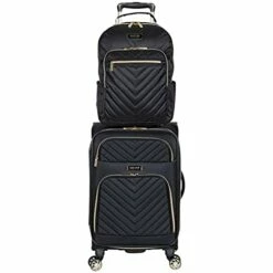 Kenneth Cole Reaction Women's Chelsea Luggage Chevron Softside 8-Wheel Spinner Expandable Suitcase Collection, Black, 2pc Bundle (Carry On+Backpack) -TRAVELPRO Sales 41n6PpByj S