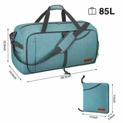Canway 85L Travel Duffel Bag, Foldable Weekender Bag With Shoes Compartment For Men Women Water-proof & Tear Resistant (Mint Green, 85L) -TRAVELPRO Sales 41oPsOr hjL