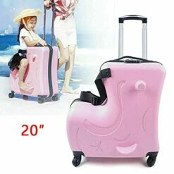 Fetcoi 20" Travel Luggage Rolling Suitcase Ride On Cartoon Luggage ABS+PU Unisex Case Pink -TRAVELPRO Sales 41og 7jDX7S