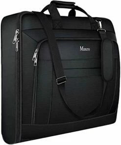Garment Bags For Travel, Carry On Garment Bag For Business Trips With Shoulder Strap, Mancro Waterproof Foldable Luggage Hanging Suit Bags Gift For Men Women, 2 In 1 Suitcase For Coats, Suits (Black)