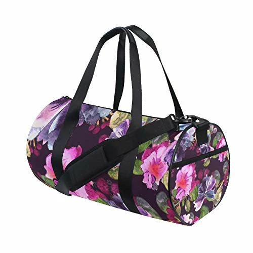 Duffel Bag Watercolor Purple Floral Women Garment Gym Tote Bag Best Sports Bag For Boys 4 Duffel Bag Watercolor Purple Floral Women Garment Gym Tote Bag Best Sports Bag For Boys - Image 2