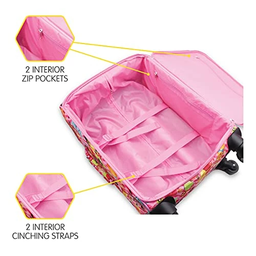 Bixbee Kids Luggage, Kids Luggage With Wheels For Girls & Boys With Telescoping Pullout Handle, Strap And Pockets- Lightweight Kids Suitcase & Carry On Bag For Airport, Travel, Overnight In Pink 4 Bixbee Kids Luggage, Kids Luggage With Wheels For Girls & Boys With Telescoping Pullout Handle, Strap And Pockets- Lightweight Kids Suitcase & Carry On Bag For Airport, Travel, Overnight In Pink - Image 2