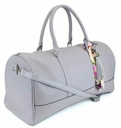 Women's Large PU Leather Weekender Duffel Bag With Satin Interior - Big 22" Carry-On Size - Light Grey -TRAVELPRO Sales 41rDBZyJiDL