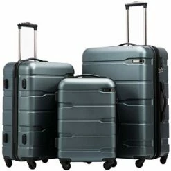 Coolife Luggage Expandable 3 Piece Sets PC+ABS Spinner Suitcase 20 Inch 24 Inch 28 Inch (Teal New)