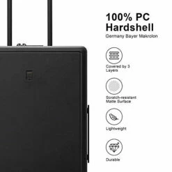LEVEL8 Elegance Matte Carry-On Luggage, 20” Hardside Suitcase, Lightweight PC Matte Hardcase Spinner Trolley For Luggage, TSA Approved Cabin Luggage With 8 Spinner Wheels- Black, 20-Inch Carry-On -TRAVELPRO Sales 41s0CRcUykL
