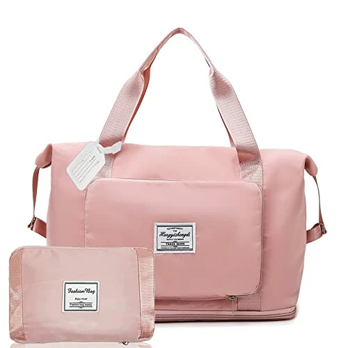 Large Capacity Folding Travel Bag, Travel Duffel Bag With Luggage Tag, Waterproof Lightweight Gym Bag With Wet And Dry Separation Bag, For Travel, Sports, Gym, Pink 4 Large Capacity Folding Travel Bag, Travel Duffel Bag With Luggage Tag, Waterproof Lightweight Gym Bag With Wet And Dry Separation Bag, For Travel, Sports, Gym, Pink - Image 2