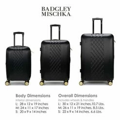 Badgley Mischka Modern Trolley Diamond 3 Piece Expandable Spinner Wheels Luggage / Suitcase Set (Black) -TRAVELPRO Sales 41uCQdzYJeL