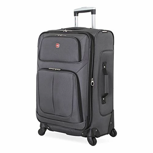 SwissGear Sion Softside Luggage With Spinner Wheels, Dark Grey, Checked-Medium 25-Inch 3 SwissGear Sion Softside Luggage With Spinner Wheels, Dark Grey, Checked-Medium 25-Inch