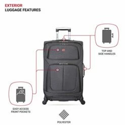 SwissGear Sion Softside Luggage With Spinner Wheels, Dark Grey, Checked-Medium 25-Inch 18 SwissGear Sion Softside Luggage With Spinner Wheels, Dark Grey, Checked-Medium 25-Inch -TRAVELPRO Sales 41vN5XPZAvL