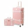 UNIWALKER Vintage Suitcase Set 20 Inch Carry On Spinner Luggage With 12 Inch Handbag For Women (Embossed Pink) -TRAVELPRO Sales 41vnwuTOJ4L