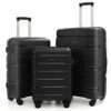 COOLIFE Luggage Expandable(only 28”) Suitcase 3 Piece Set PP Material With TSA Lock Spinner Carry On Hard- Side 20in24in28in (black, 3 Piece Set)