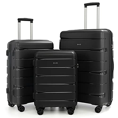 COOLIFE Luggage Expandable(only 28”) Suitcase 3 Piece Set PP Material With TSA Lock Spinner Carry On Hard- Side 20in24in28in (black, 3 Piece Set) 3 COOLIFE Luggage Expandable(only 28”) Suitcase 3 Piece Set PP Material With TSA Lock Spinner Carry On Hard- Side 20in24in28in (black, 3 Piece Set)