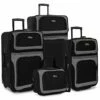 U.S. Traveler New Yorker Lightweight Softside Expandable Travel Rolling Luggage Set, Black/Grey, 4-Piece (15/21/25/29)