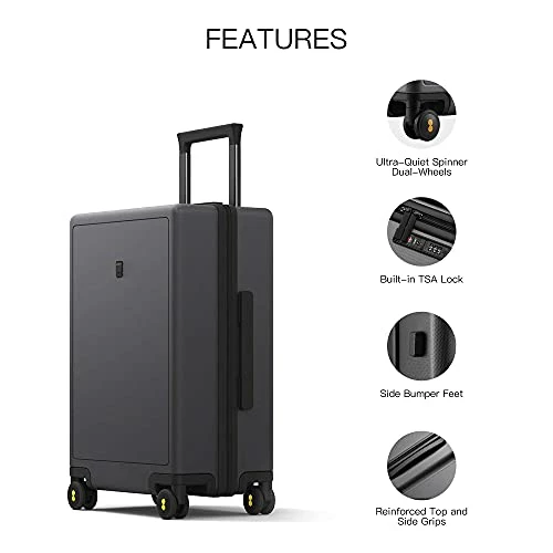 LEVEL8 Luminous Textured Medium Checked Luggage, 24” Hardshell Suitcase, Lightweight PC Textured Hardside Spinner Trolley For Luggage, TSA Approved Checked Luggage With 8 Spinner Wheels, Dark Grey, 24-Inch Checked-In 9 LEVEL8 Luminous Textured Medium Checked Luggage, 24” Hardshell Suitcase, Lightweight PC Textured Hardside Spinner Trolley For Luggage, TSA Approved Checked Luggage With 8 Spinner Wheels, Dark Grey, 24-Inch Checked-In - Image 7
