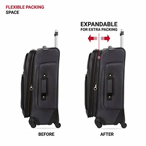 SwissGear Sion Softside Luggage With Spinner Wheels, Dark Grey, Checked-Medium 25-Inch 8 SwissGear Sion Softside Luggage With Spinner Wheels, Dark Grey, Checked-Medium 25-Inch - Image 6