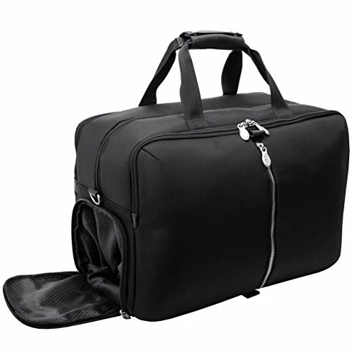 McKleinUSA Avondale, 1680D Ballistic Nylon With Leather Trim, 22" Nylon, Triple Compartment, Carry-All, Travel, Laptop Duffel, Black (78905) 5 McKleinUSA Avondale, 1680D Ballistic Nylon With Leather Trim, 22" Nylon, Triple Compartment, Carry-All, Travel, Laptop Duffel, Black (78905) - Image 3