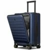 LEVEL8 Carry On Luggage, Road Runner Carry-on Suitcase With Front Pocket, PC Hardside Luggage With Spinner Wheels, TSA Locks - Navy Blue, 20 Inch