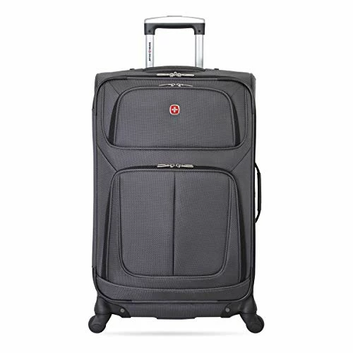 SwissGear Sion Softside Luggage With Spinner Wheels, Dark Grey, Checked-Medium 25-Inch 4 SwissGear Sion Softside Luggage With Spinner Wheels, Dark Grey, Checked-Medium 25-Inch - Image 2