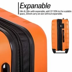 Expandable 3 Piece Luggage Sets Hardside Durable Suitcase With Spinner Wheels TSA Lock, 3 Pcs Carry On Case Travel Home Outdoor School Lightweight Trolley Case ( 20" 24" 28" Orange) -TRAVELPRO Sales 51 P0nQ4WPS
