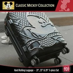 FUL Disney Mickey Mouse 3 Piece Rolling Luggage Set, Hardside Suitcase With Spinner Wheels, 21 Inch, 25 Inch And 29 Inch, Black -TRAVELPRO Sales 51 uM x3sIL