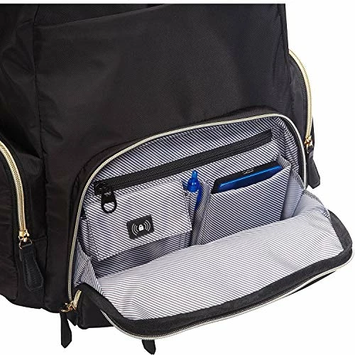 Kenneth Cole Reaction Women's Sophie Backpack Silky Nylon 15" Laptop & Tablet RFID Bookbag For School, Work, & Travel, Black With 20" Carry-On, One Size 5 Kenneth Cole Reaction Women's Sophie Backpack Silky Nylon 15" Laptop & Tablet RFID Bookbag For School, Work, & Travel, Black With 20" Carry-On, One Size - Image 3