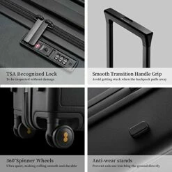 LEVEL8 Luminous Textured Medium Checked Luggage, 24” Hardshell Suitcase, Lightweight PC Textured Hardside Spinner Trolley For Luggage, TSA Approved Checked Luggage With 8 Spinner Wheels, Black, 24-Inch Checked-In -TRAVELPRO Sales 510M6LEaDCL