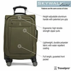Travelpro Skywalk Limited 3 Piece Spinner Suitcase Set - Softside Expandable Travel Luggage With Spinning Wheels – Carry On & Checked Bags, Olive -TRAVELPRO Sales 511AF6qAK L
