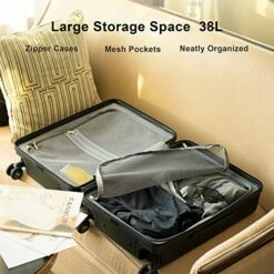 LEVEL8 Elegance Matte Carry-On Luggage, 20” Hardside Suitcase, Lightweight PC Matte Hardcase Spinner Trolley For Luggage, TSA Approved Cabin Luggage With 8 Spinner Wheels- Black, 20-Inch Carry-On -TRAVELPRO Sales 513wla95BBL