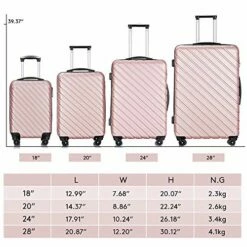 4 Piece Luggage Sets,Travel Suitcase Spinner Hardshell Lightweight W/Free Suitcase Cover& Hanger (Rose Gold, 18 20 24 28 Inch) -TRAVELPRO Sales 51577hjLvGL 7cc7fd98 a9a9 4990 a518 9f34275bb239
