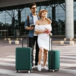 SHOWKOO Luggage Sets Expandable ABS Hardshell 3pcs Clearance Luggage Hardside Lightweight Durable Suitcase Sets Spinner Wheels Suitcase With TSA Lock (Dark Green) -TRAVELPRO Sales 515wmATGsML