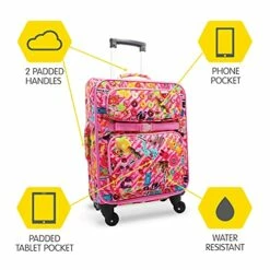 Bixbee Kids Luggage, Kids Luggage With Wheels For Girls & Boys With Telescoping Pullout Handle, Strap And Pockets- Lightweight Kids Suitcase & Carry On Bag For Airport, Travel, Overnight In Pink 12 Bixbee Kids Luggage, Kids Luggage With Wheels For Girls & Boys With Telescoping Pullout Handle, Strap And Pockets- Lightweight Kids Suitcase & Carry On Bag For Airport, Travel, Overnight In Pink -TRAVELPRO Sales 516QXVrdD1S