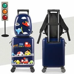 IPlay, ILearn Kids Carry On Luggage Set, 18" Hardside Rolling Suitcase W/ Spinner Wheels, Hard Shell Travel Luggage W/ Backpack For Boys Toddlers Children -TRAVELPRO Sales 517EP7h dUL