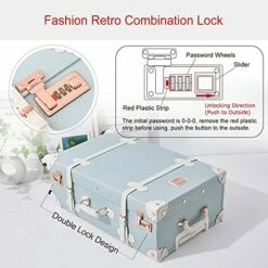 UNIWALKER 2 Piece Vintage Luggage Set 26inch Spinner Trunk With 20inch Carry On Cute Suitcase For Women (Embossed Blue) 13 UNIWALKER 2 Piece Vintage Luggage Set 26inch Spinner Trunk With 20inch Carry On Cute Suitcase For Women (Embossed Blue) -TRAVELPRO Sales 517nyWlUyDS