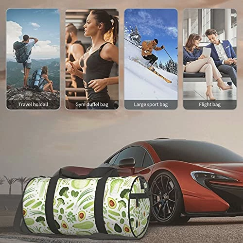 Fredeulva Cabbage Squash Leek Onion Asparagus Duffel Bag Canvas Shoulder Round Gym Sports Travel Weekender Bags For Man Women 4 Fredeulva Cabbage Squash Leek Onion Asparagus Duffel Bag Canvas Shoulder Round Gym Sports Travel Weekender Bags For Man Women - Image 2