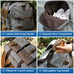 WOWBOX Duffle Bag Weekender Duffel Bag For Men And Women Genuine Leather Canvas Travel Overnight Carry On Bag With Shoes Compartment Grey -TRAVELPRO Sales 518SUYhX2 L