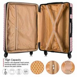 4 Piece Luggage Sets, Expandable Hardshell ABS Luggage Sets With TSA Lock Spinner Wheels Travel Suitcases Set (4 PCS, TSA Lock+Expandable, Rose Gold) -TRAVELPRO Sales 518UBt1tLrL