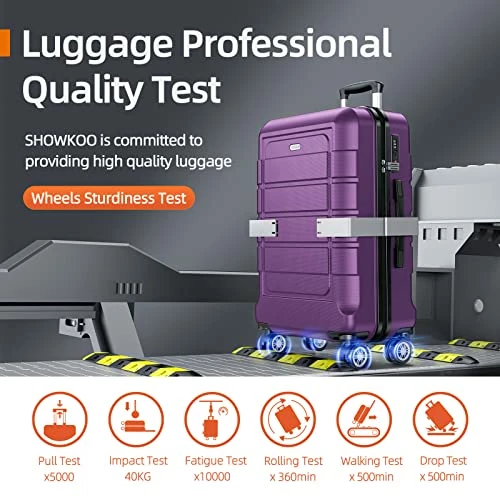 SHOWKOO Luggage Sets Expandable PC+ABS Durable Suitcase Sets Double Wheels TSA Lock 4 Piece Luggage Set Purple 4 SHOWKOO Luggage Sets Expandable PC+ABS Durable Suitcase Sets Double Wheels TSA Lock 4 Piece Luggage Set Purple - Image 2