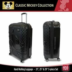 FUL Disney Mickey Mouse 3 Piece Rolling Luggage Set, Hardside Suitcase With Spinner Wheels, 21 Inch, 25 Inch And 29 Inch, Black -TRAVELPRO Sales 51Acw BAQ2L