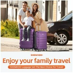 SHOWKOO Luggage Sets Expandable PC+ABS Durable Suitcase Sets Double Wheels TSA Lock 4 Piece Luggage Set Purple 17 SHOWKOO Luggage Sets Expandable PC+ABS Durable Suitcase Sets Double Wheels TSA Lock 4 Piece Luggage Set Purple -TRAVELPRO Sales 51AsiUp3G3L