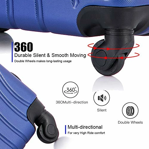 Apelila 3 Piece ABS Luggage Sets With Spinner Wheels Hard Shell Spinner Carry On Suitcase (Blue, 3 Pieces 20 24 28 Inch) 5 Apelila 3 Piece ABS Luggage Sets With Spinner Wheels Hard Shell Spinner Carry On Suitcase (Blue, 3 Pieces 20 24 28 Inch) - Image 3