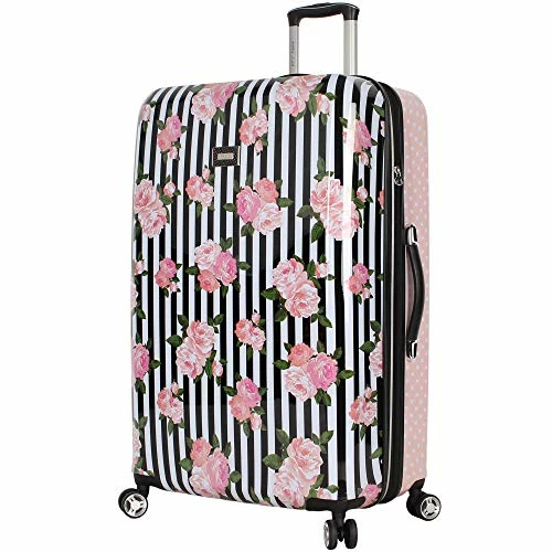 Betsey Johnson 4 Piece Designer Luggage - Expandable (ABS+PC) Hardside Lightweight Spinner Suitcases - Set Includes 15 Inch Underseat Bag, 20 Inch Carry On, 26 & 30 Inch Checked Bags (Stripe Roses) 11 Betsey Johnson 4 Piece Designer Luggage - Expandable (ABS+PC) Hardside Lightweight Spinner Suitcases - Set Includes 15 Inch Underseat Bag, 20 Inch Carry On, 26 & 30 Inch Checked Bags (Stripe Roses) - Image 9