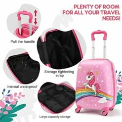 Emissary Kids Luggage With Wheels For Girls - 18” Unicorn Kids Suitcase With 14” Backpack - Kids Suitcases For Girls - Hard-Sided Rolling Kids Suitcase - Kids Carry On Luggage With Wheels -TRAVELPRO Sales 51BXcUvizRL