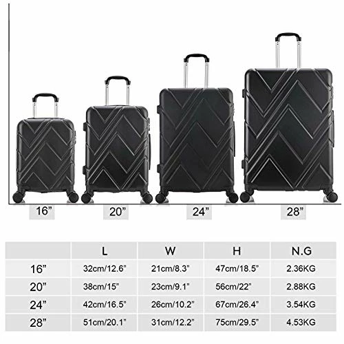 4PC Luggage Sets, ABS Hardshell Luggage Set Lightweight Hard Shell Travel Suitcases W/Spinner Wheels Free Suitcase Cover(18 20 24 28Inch) (Black) 4 4PC Luggage Sets, ABS Hardshell Luggage Set Lightweight Hard Shell Travel Suitcases W/Spinner Wheels Free Suitcase Cover(18 20 24 28Inch) (Black) - Image 2