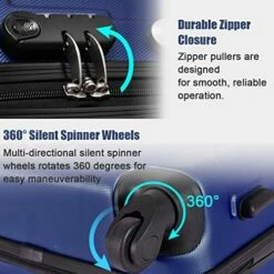 Goplus 3Pcs Luggage Set, Hardside Travel Rolling Suitcase, 20/24/28 Rolling Luggage Upright, Hardshell Spinner Luggage Set With Telescoping Handle, Coded Lock Travel Trolley Case (Dark Blue) -TRAVELPRO Sales 51CZW HIFqL