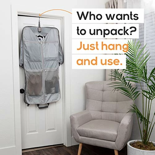 Prottoni 44-Inch Suit Carrier For Travel - Garment Suitcase With Toiletry Bag (Black + Clear Toiletry Bag, 44") 5 Prottoni 44-Inch Suit Carrier For Travel - Garment Suitcase With Toiletry Bag (Black + Clear Toiletry Bag, 44") - Image 3