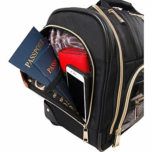 BEBE Women's Evans Wheeled Under The Seat Carry On Bag, Black Croc 7 BEBE Women's Evans Wheeled Under The Seat Carry On Bag, Black Croc - Image 5