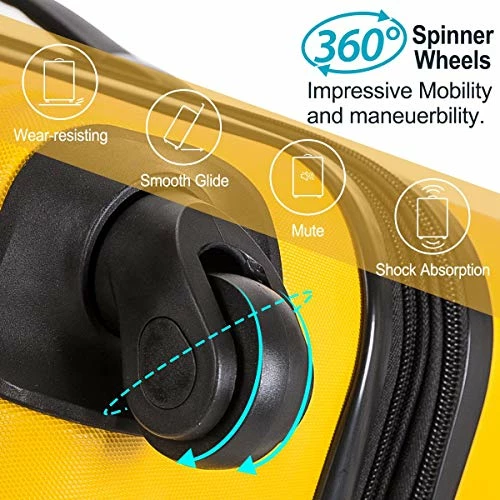 Merax Expandable Luggage Sets With TSA Locks, 3 Piece Lightweight Spinner Suitcase Set (Yellow) 8 Merax Expandable Luggage Sets With TSA Locks, 3 Piece Lightweight Spinner Suitcase Set (Yellow) - Image 6