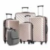 Apelila 5 Piece Luggage Sets,Travel Suitcase Spinner Hardshell Lightweight W/Free Suitcase Cover& Hanger (4PC Champagne Gold With Bag) -TRAVELPRO Sales 51CrjFMvjuL